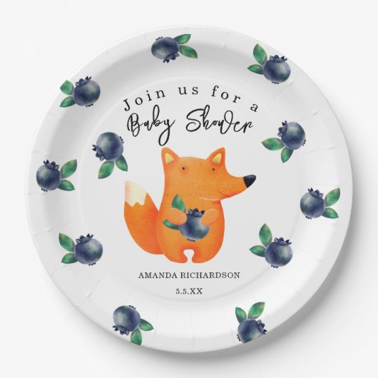 Fox Baby shower Papieren Bordje (Voorkant)