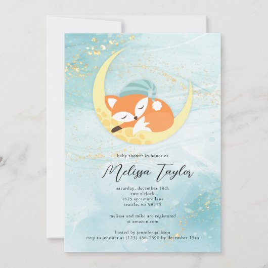 Fox Baby shower Party Invitation Kaart (Voorkant)