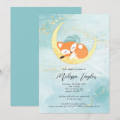 Fox Baby shower Party Invitation Kaart (Voorkant / Achterkant)