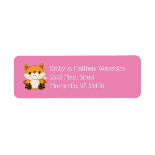 Fox Baby shower Roze Etiket (Voorkant)