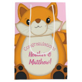 Fox Baby shower Roze Medium Cadeauzakje (Achterkant)