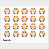 Fox Baby shower Roze Ronde Sticker (Vel)
