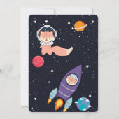 Fox Baby shower Space Navy Galaxy Baby shower Kaart (Achterkant)