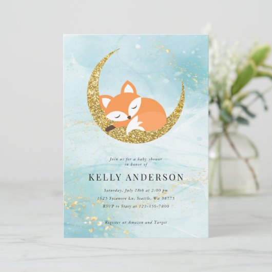 Fox Baby shower Uitnodiging (Staand voorkant)