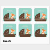 Fox Baby shower Vierkante Sticker (Vel)