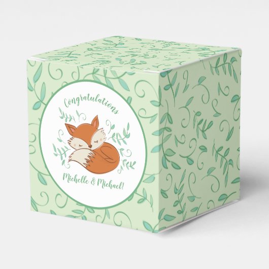 Fox Baby shower Woodland Animals Bedankdoosjes (Voorkant Zijde)