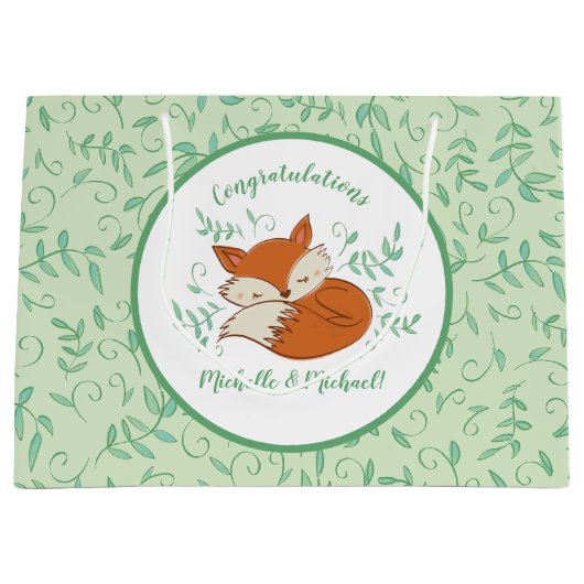 Fox Baby shower Woodland Animals Groot Cadeauzakje (Voorkant)
