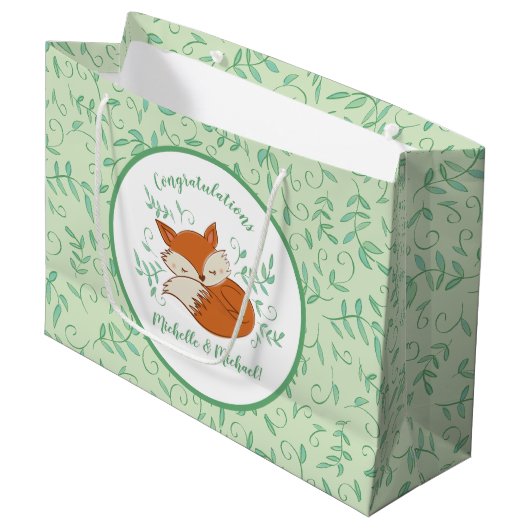 Fox Baby shower Woodland Animals Groot Cadeauzakje (Voorkant Gekanteld)