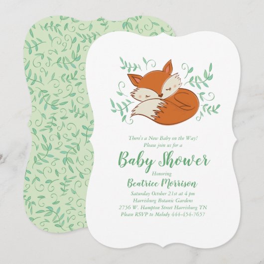 Fox Baby shower Woodland Animals Kaart (Voorkant / Achterkant)