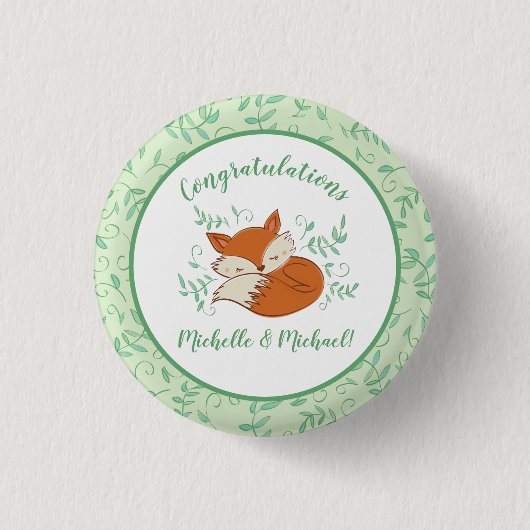 Fox Baby shower Woodland Animals Ronde Button 3,2 Cm (Voorkant)
