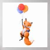 Fox ballonafdrukken | Fox Waterverf afdrukken Poster (Voorkant)