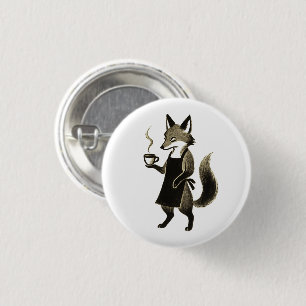 Fox Barista – Minimalistische Inktborstel Koffieti Ronde Button 3,2 Cm