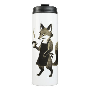 Fox Barista – Minimalistische Inktborstel Koffieti Thermosbeker