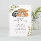 Fox Bear Raccoon Bunny Baby Shower Invitations (Debout devant)