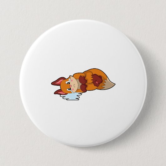 Fox bij drogen ronde button 7,6 cm (Voorkant)