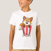 Fox bij Eating met Popcorn T-shirt (Voorkant)