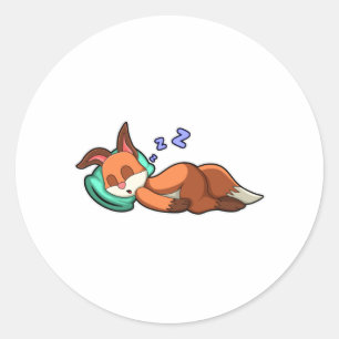 Fox bij het slapen met Pillow Ronde Sticker
