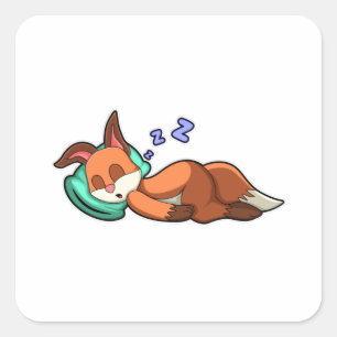 Fox bij het slapen met Pillow Vierkante Sticker