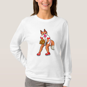Fox bij honkbal met honkbalhandschoen t-shirt