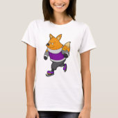Fox bij ijsschaatsen met ijsbril en -schaatsen t-shirt (Voorkant)