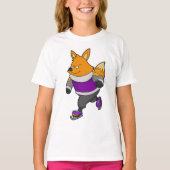 Fox bij ijsschaatsen met ijsbril en -schaatsen t-shirt (Voorkant)