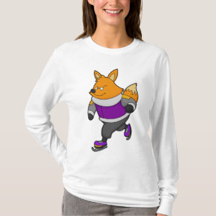 Fox bij ijsschaatsen met ijsbril en -schaatsen t-shirt