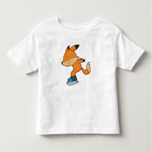 Fox bij ijsschaatsen met ijsschaatsen kinder shirts