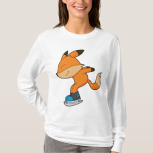 Fox bij ijsschaatsen met ijsschaatsen t-shirt