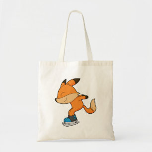 Fox bij ijsschaatsen met ijsschaatsen tote bag
