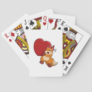 Fox bij liefde met hart pokerkaarten