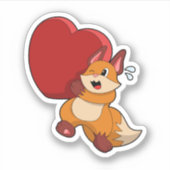 Fox bij liefde met hart sticker (Voorkant)