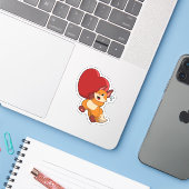 Fox bij liefde met hart sticker (Laptop met iPhone)