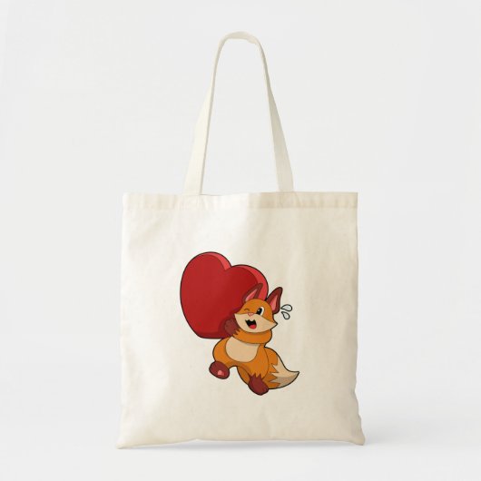 Fox bij liefde met hart tote bag (Voorkant)