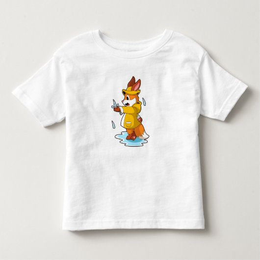 Fox bij Regen met Regen druppels Kinder Shirts (Voorkant)