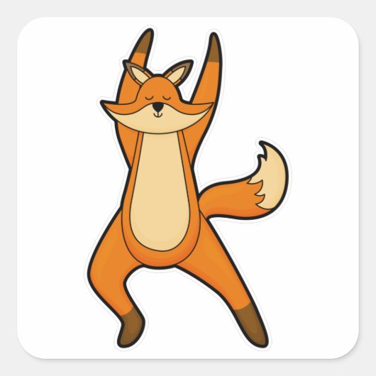 Fox bij Yoga Stretching Vierkante Sticker (Voorkant)