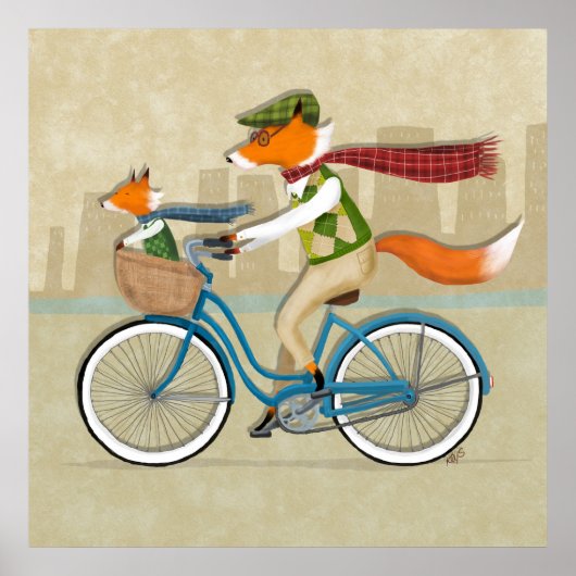 Fox Bike Ride Poster (Voorkant)