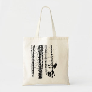 Fox Birch Tree Forest Animal Silhouette Natuur Art Tote Bag