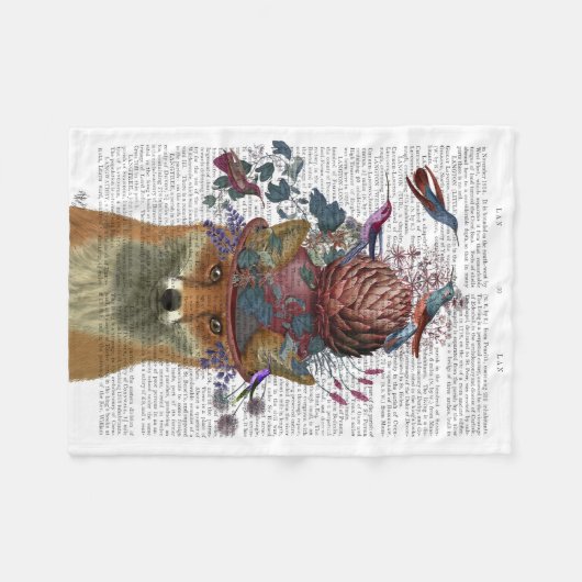 Fox Birdkeeper met Artichoke Fleece Deken (Voorkant (Horizontaal))