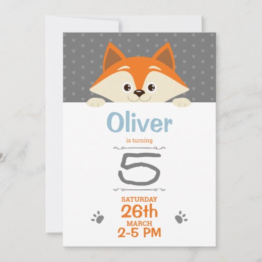 Fox Birthday Invitation Kaart (Voorkant)