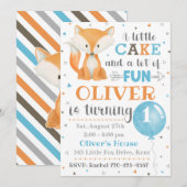 Fox Birthday Invitation | Little Fox Invitation Kaart (Voorkant / Achterkant)
