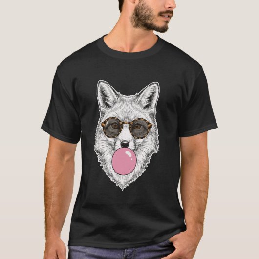 Fox Blowing Bubble Gum with Round Sunglasses T-shirt (Voorkant)