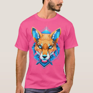 Fox Blue Eyes Gezicht Polygon Geometrische Dierenp T-shirt