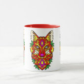 Fox boho abstracte kunst bohemian wolf rood paarse mok (Midden)