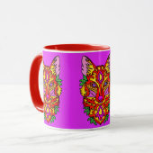 Fox boho abstracte kunst wolf bohemian rood paarse mok (Voorkant links)