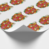 Fox boho abstracte kunst wolf rood paarse cadeaupapier (Hoek)