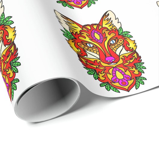 Fox boho abstracte kunst wolf rood paarse cadeaupapier (Rol Hoek)