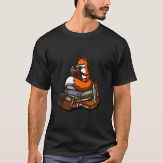 Fox Book Reading Nerd Geek Funny Librarian Boys Gi T-shirt
