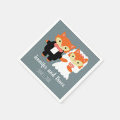 Fox bruid bruidegom bruiloft grijs Schattige perso Servet (Hoek)