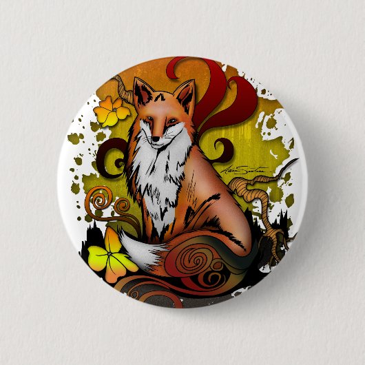 Fox buitenshuis ronde button 5,7 cm (Voorkant)