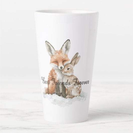 Fox Bunny Rabbit Best Friends Forever Latte Mok (Voorkant)